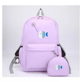 Рюкзак, отдел на молнии, 2 наружных кармана, 2 боковых кармана, с кошельком, цвет сиреневый