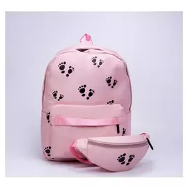 Рюкзак, отдел на молнии, 2 наружных кармана, сумка, цвет розовый