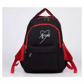 Рюкзак, отдел на молнии, наружный карман, 2 боковых кармана, цвет чёрный/красный