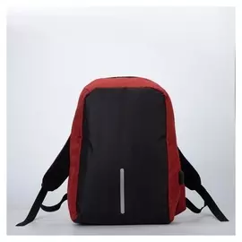 Рюкзак, отдел на молнии, с Usb, цвет красный/чёрный