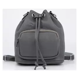 Рюкзак, отдел на шнурке, наружный карман, цвет серый