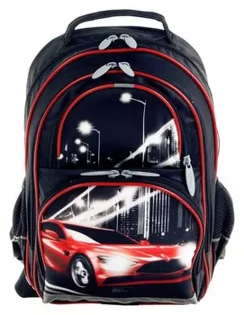 Рюкзак школьный с эргономичной спинкой Тачка 36 х 23 х 13 см Цвет черный/красный