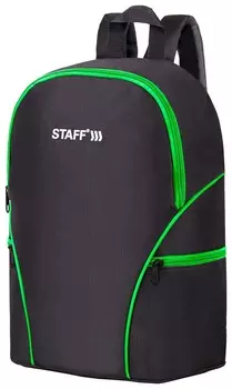 Рюкзак Staff Trip универсальный, 2 кармана, черный с салатовыми деталями, 40x27x15,5 см, 270788
