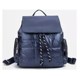 Рюкзак стёганый, отдел на шнурке, 3 наружных кармана, цвет синий