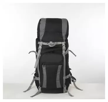 Рюкзак туристический, 60 л, отдел на шнурке, наружный карман, 2 боковые сетки, цвет чёрный/серый