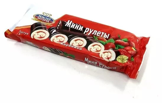 Рулет мастер десерта клубника, глазированный 175 г мини