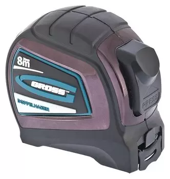 Рулетка "Doppelhaken", 8 м X 25 мм, двухсторонний зацеп, нейлон, двусторонняя шкала, автоматическая фиксация