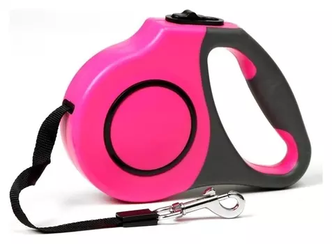 Рулетка "Круговорот" с прорезиненной ручкой, 5 м, до 15 кг, чёрно-розовая