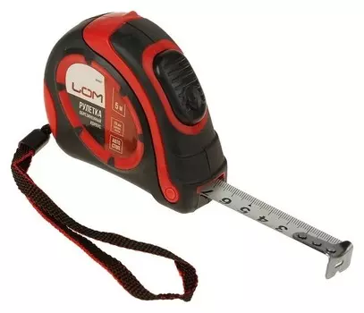 Рулетка Lom, двухкомпонентный корпус, автостоп, 5 м х 19 мм