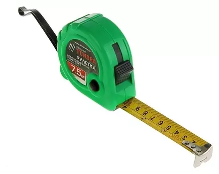 Рулетка, пластиковый корпус, 3 фиксатора, 7.5 м х 25 мм