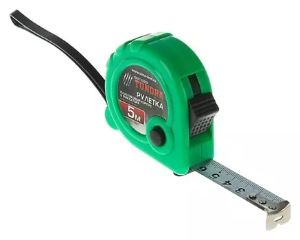 Рулетка, пластиковый корпус. цвет зелёный, 3 фиксатора, 5 м х 19 мм