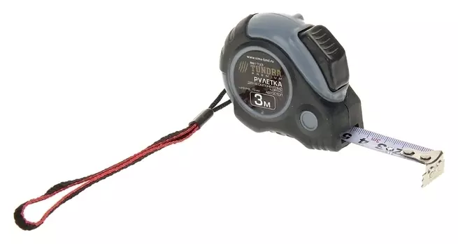 Рулетка Tundra, двухкомпонентный корпус, автостоп, 3м х 16 мм, магнитный зацеп