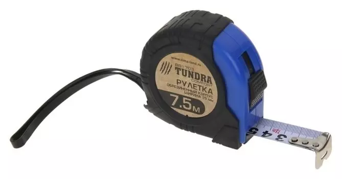 Рулетка Tundra, обрезиненный корпус, 7.5 м х 25 мм