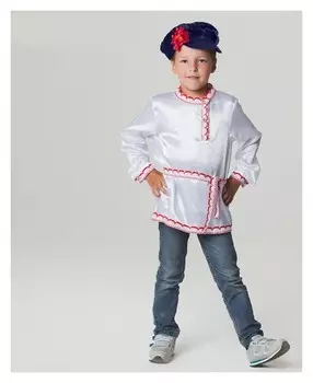Русский народный костюм для мальчика, рубаха + картуз, р-р 30, рост 110-116 см
