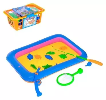 Рыбалка «Большой улов»: бассейн, насос, 2 удочки, 1 сачок, 10 рыбок, микс