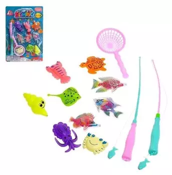 Рыбалка «Морские обитатели» 9 рыбок, 2 удочки, сачок