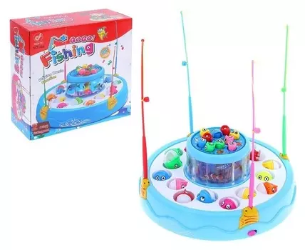 Рыбалка "Подводный мир", двухъярусная, 26 рыбок, 4 удочки, световые и звуковые эффекты