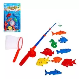 Рыбалка "Веселая рыбалка" 1 удочка, 6 рыбок, сачок