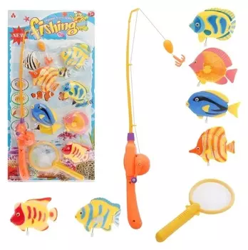 Рыбалка заводная «На красном море», 6 рыбок