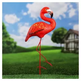 Садовая фигура "Фламинго", на ногах, красный