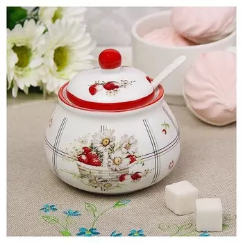 Сахарница с ложкой «Ромашки», 320 мл, 10×9 см