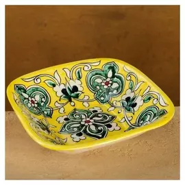 Салатница риштанская керамика 17см желтая