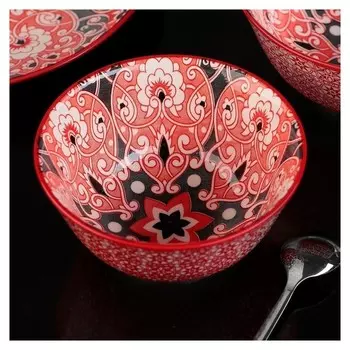 Салатник «Джавлон», 350 мл, D=12 см, цвет красный