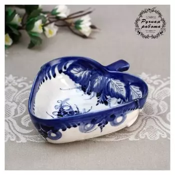 Салатник "Клубника", гжель, фарфор, 250 мл, 5х14 см