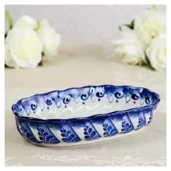 Салатник «Волна», 9×24×5 см, гжель