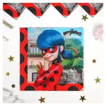 Салфетка бумажная «Леди баг», 33х33 см, 20 шт.