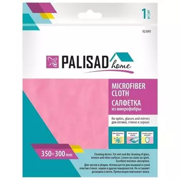 Салфетка из микрофибры для оптики, стекол и зеркал, 350 X 300 мм, коралловая, Home Palisad