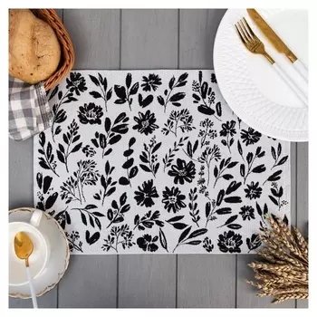 Салфетка "Этель" Flowers Black 30х45 см вид 2, 100% пэ, 370 г/м2