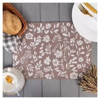 Салфетка "Этель" Flowers Brown 30х45 см вид 1, 35% хл 65% пэ, 370 г/м2