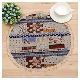 Салфетка "Этель" пэчворк с бахромой D40 ± 2 см