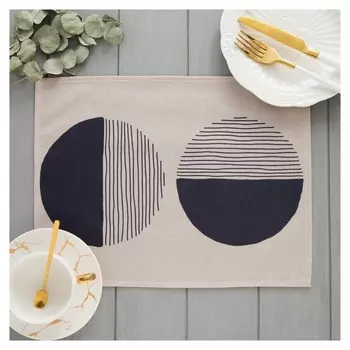 Салфетка на стол "Этика" черные круги 30*40см,100% п/э