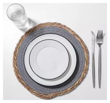 Салфетка плетёная 30×30 см «Мэг» цвет голубой