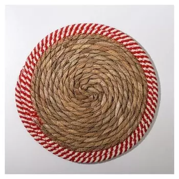 Салфетка-подставка под горячее, плетёная «Кант», D=25 см, цвет красный