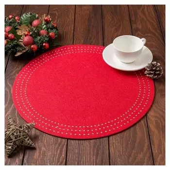 Салфетка сервировочная доляна "Стиль", цв.красный, D 38 Cm