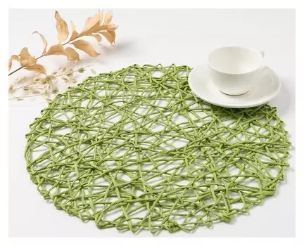 Салфетка сервировочная доляна "Трава", цв.зеленый, D 38 см