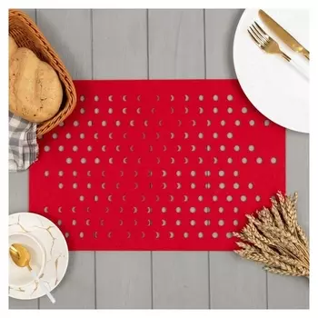 Салфетка сервировочная доляна «Узоры», 30×45 см, цвет красный