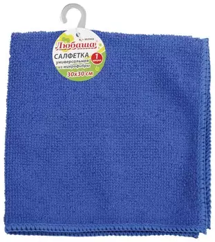 Салфетка универсальная, микрофибра, 30х30 см, синяя, любаша эконом, 603949