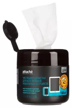 Салфетки Attache Selection в м.тубе для экранов моб. устр., пов/пл, 130 шт