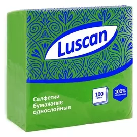 Салфетки бумажные Luscan 1сл24х24 зеленые 100шт/уп