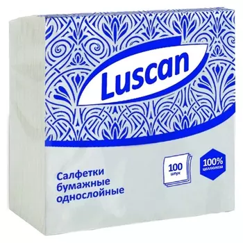 Салфетки бумажные Luscan 1сл24х24белые100шт/уп