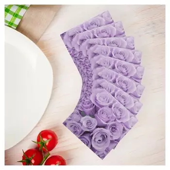 Салфетки бумажные «Розы», 33×33 см, набор 20 шт., цвет сиреневый