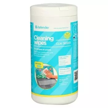 Салфетки чистящие для всех типов экранов 100 шт Defender CLN 30320 Optima, туба 30320