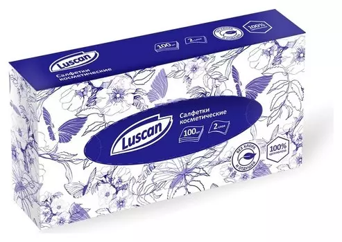 Салфетки косметические Luscan 2сл 100шт/уп белые