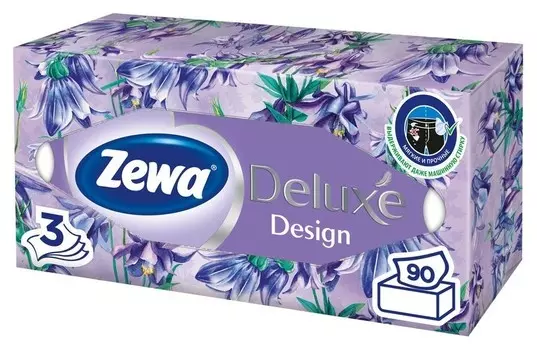 Салфетки косметические Zewa-deluxe 28420/3849 3-сл.90шт./уп.