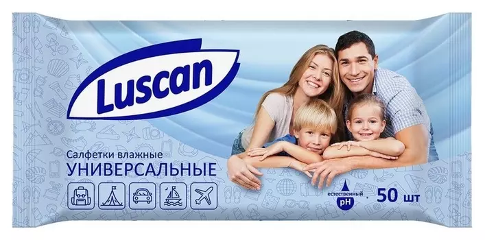 Салфетки влажные Luscan универсальные 50шт