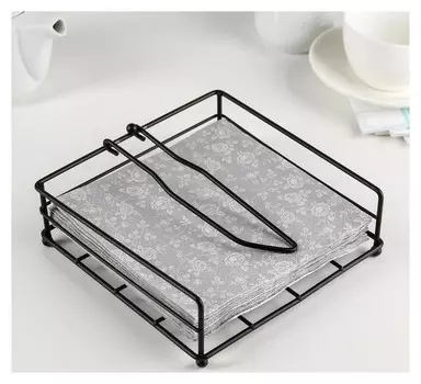 Салфетница 17×,5×18×6 см "Столовые приборы", цвет чёрный